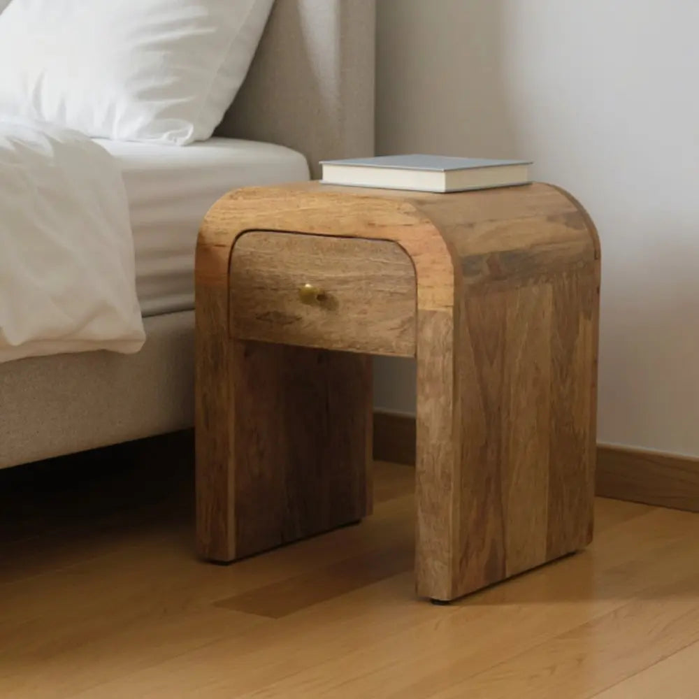 16" Beige Solid Wood One Drawer Nightstand HomeRoots