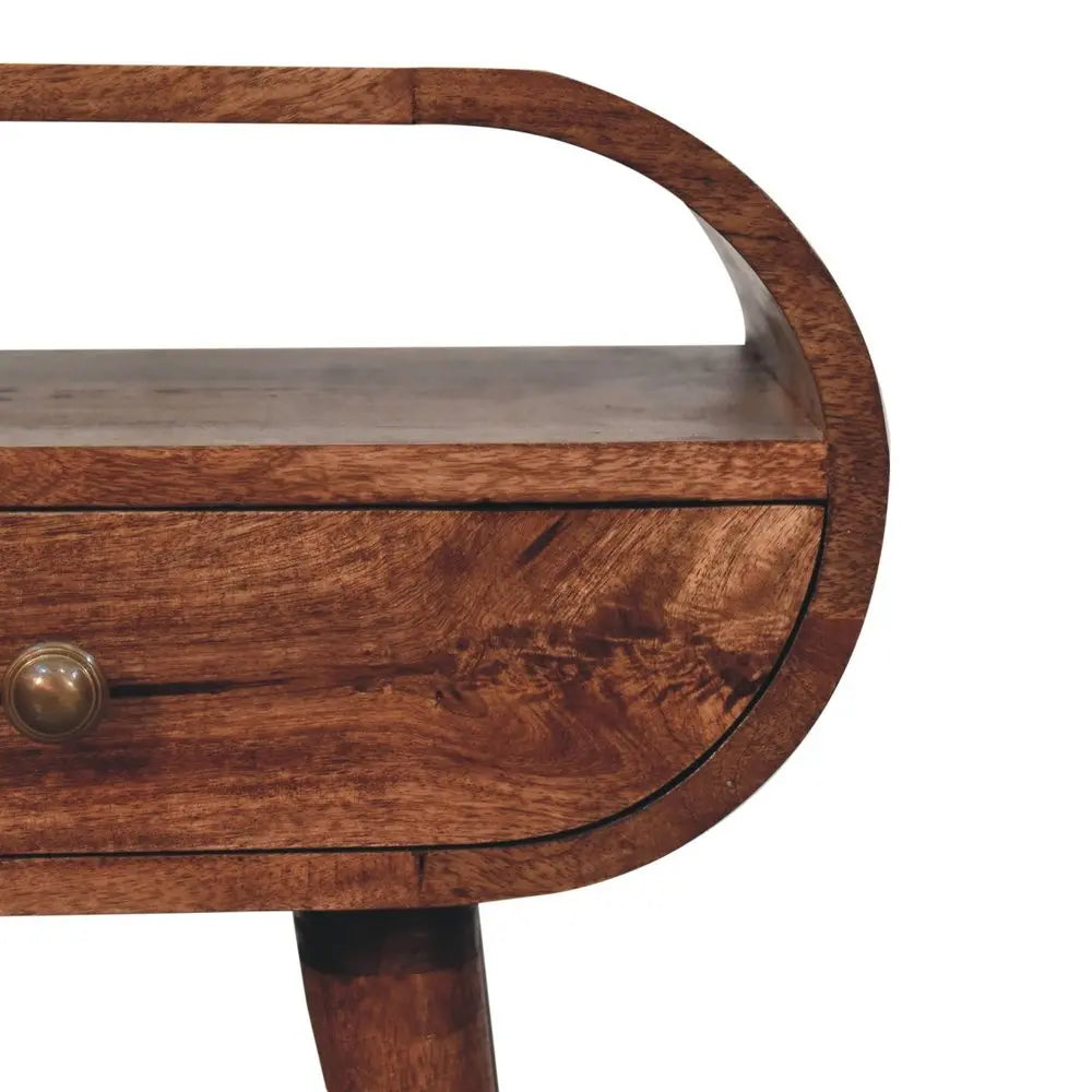 21" Brown Solid Wood Oval One Drawer Nightstand HomeRoots