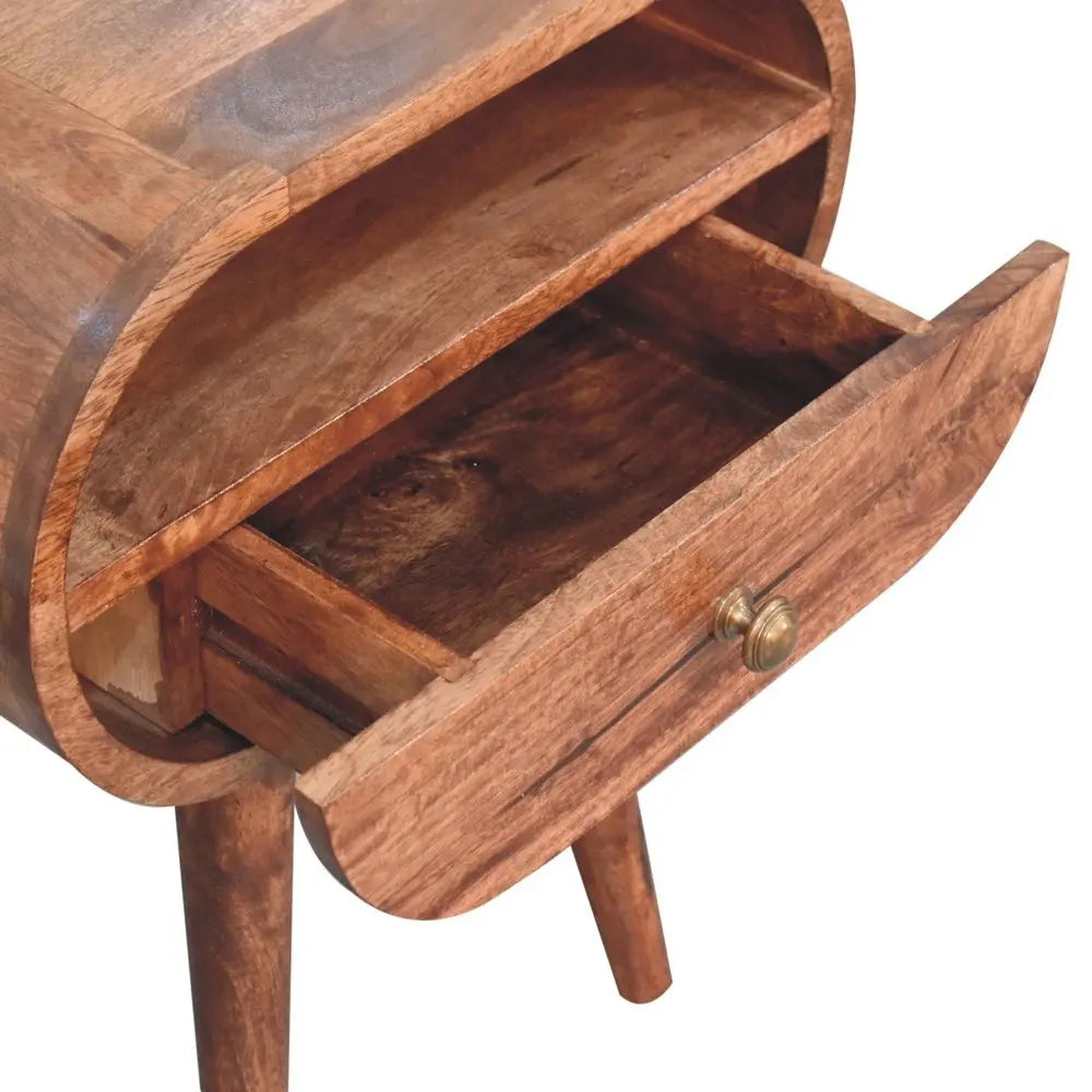 21" Brown Solid Wood Oval One Drawer Nightstand HomeRoots