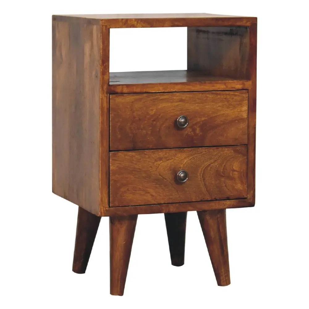 20" Brown Solid Wood Square Two Drawer Nightstand HomeRoots