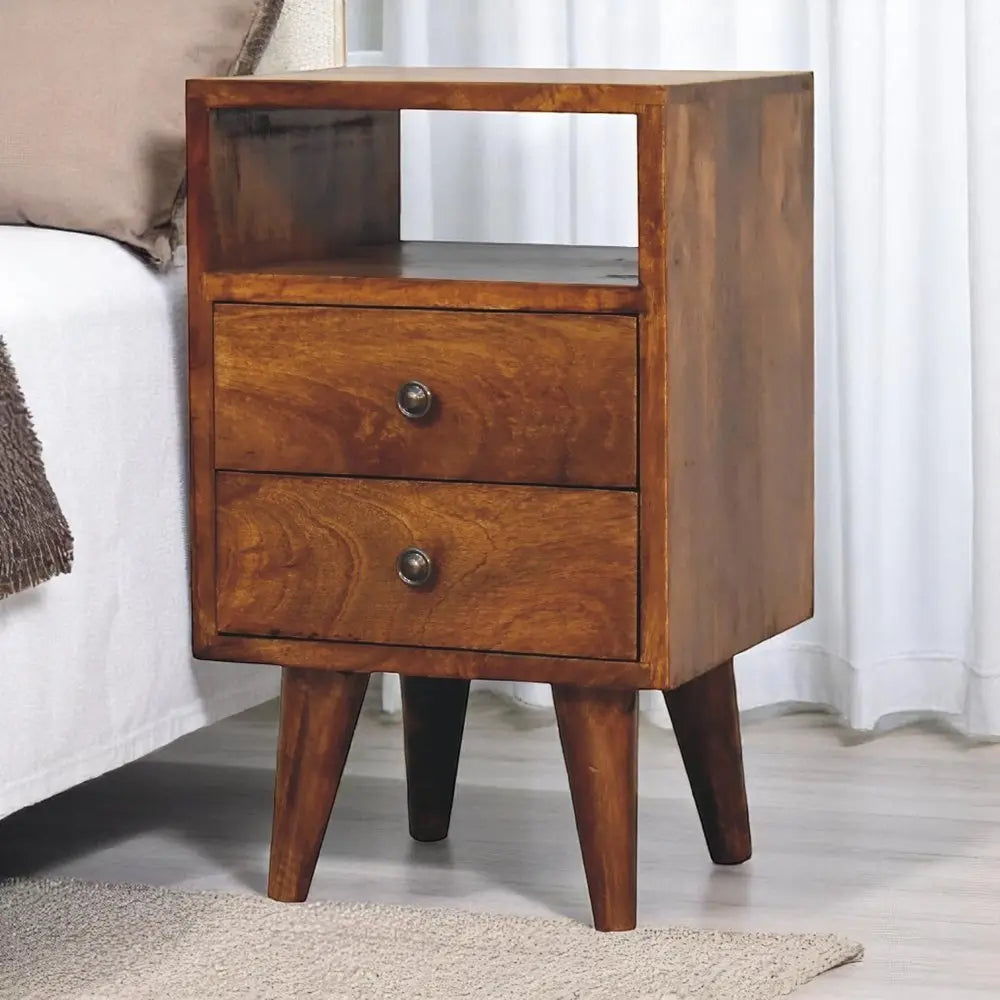 20" Brown Solid Wood Square Two Drawer Nightstand HomeRoots