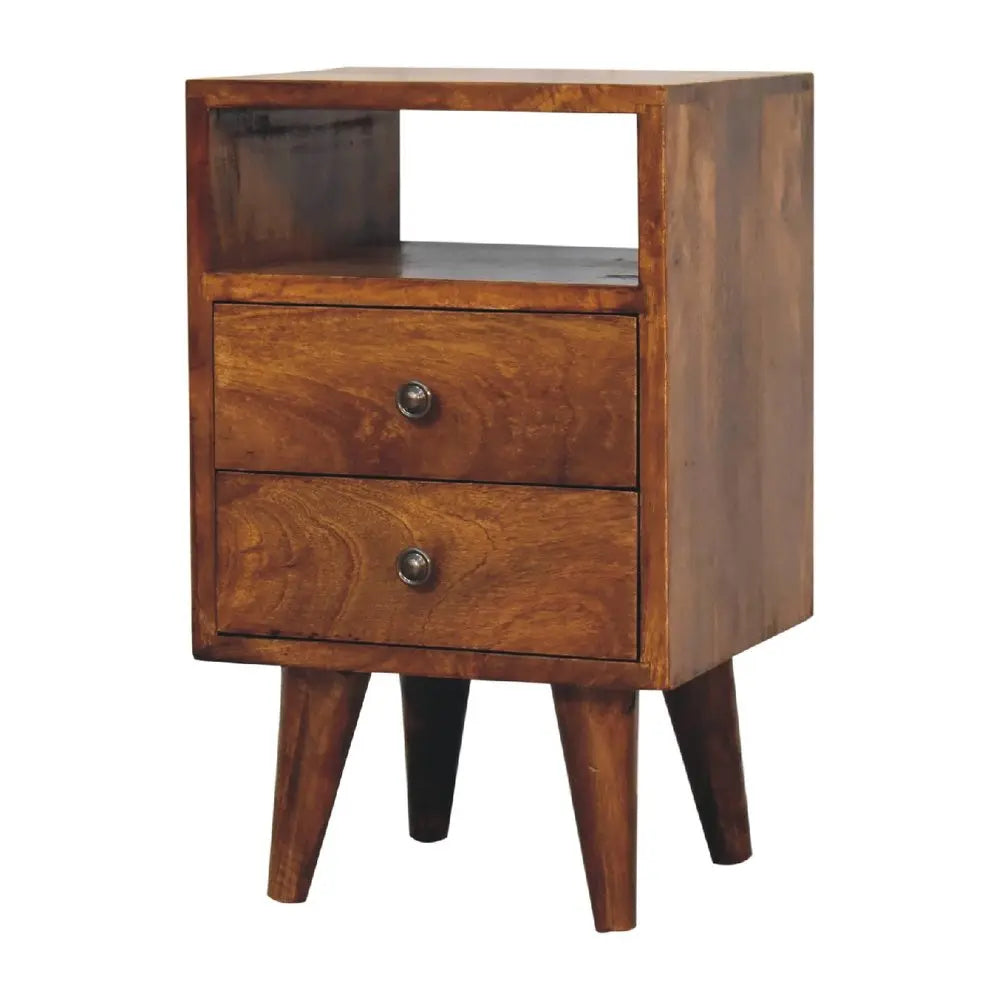 20" Brown Solid Wood Square Two Drawer Nightstand HomeRoots