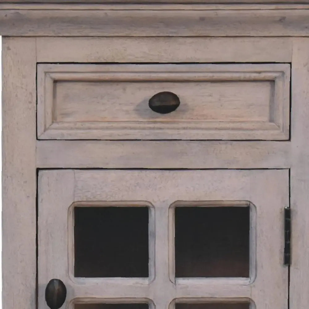 24" Gray Solid Wood And Glass Distressed Two Drawer Nightstand HomeRoots