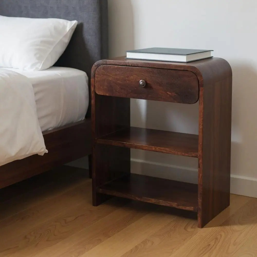 24" Chestnut Solid Wood One Drawer Nightstand HomeRoots