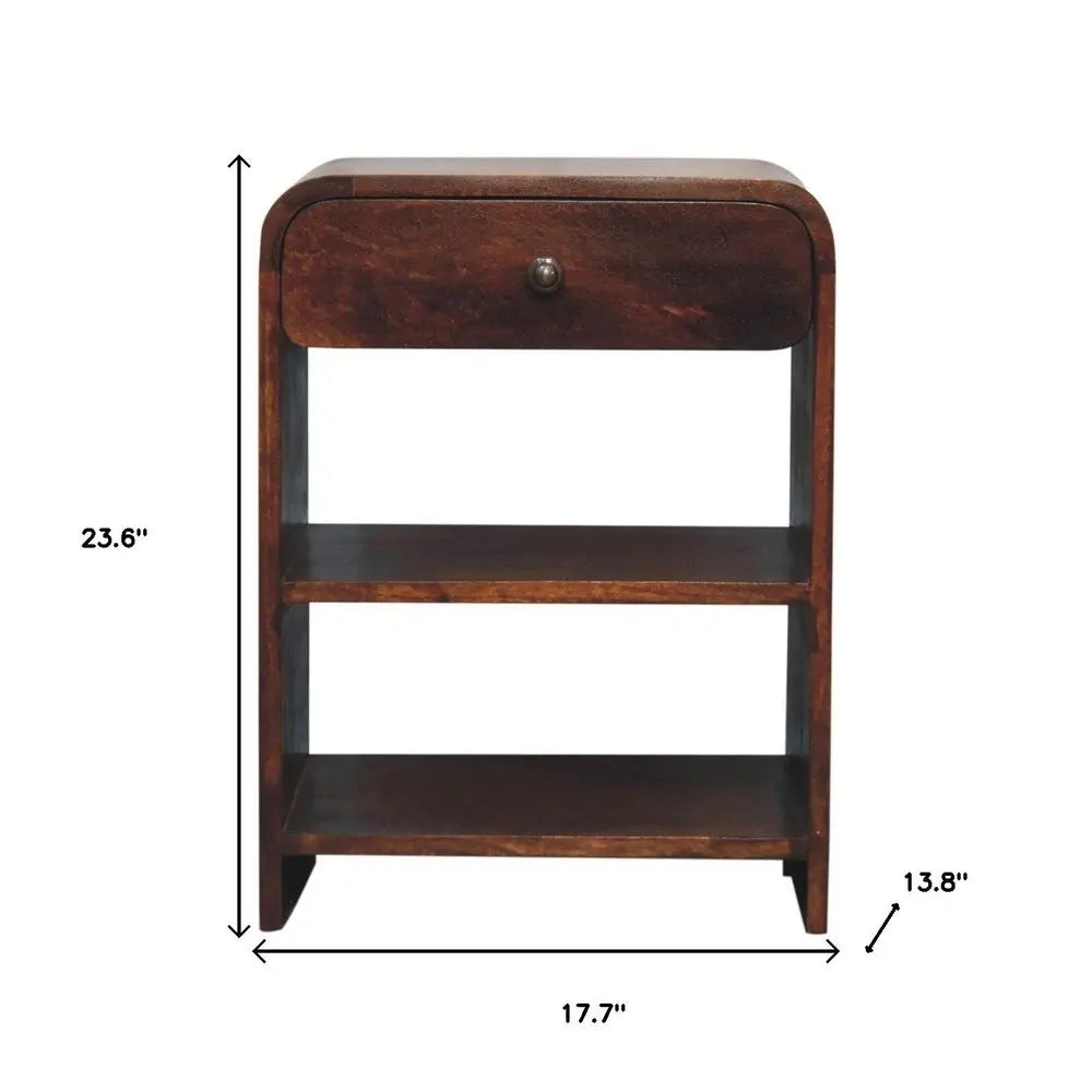 24" Chestnut Solid Wood One Drawer Nightstand HomeRoots