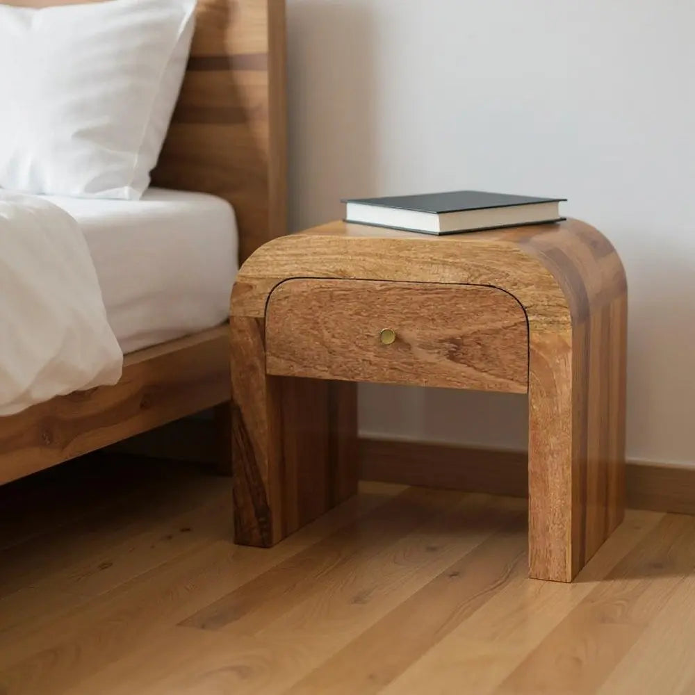 16" Brown Solid Wood One Drawer Nightstand HomeRoots