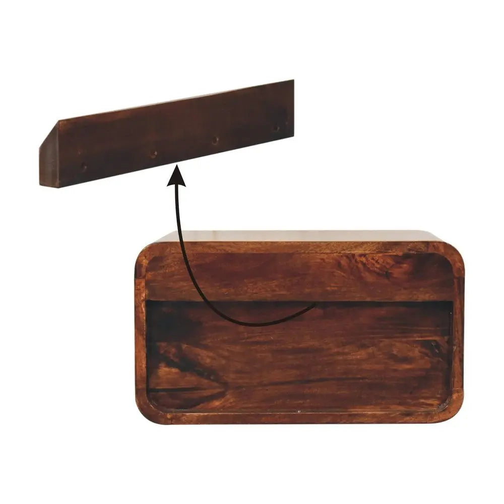 18" Brown Solid Wood Two Drawer Floating Nightstand HomeRoots