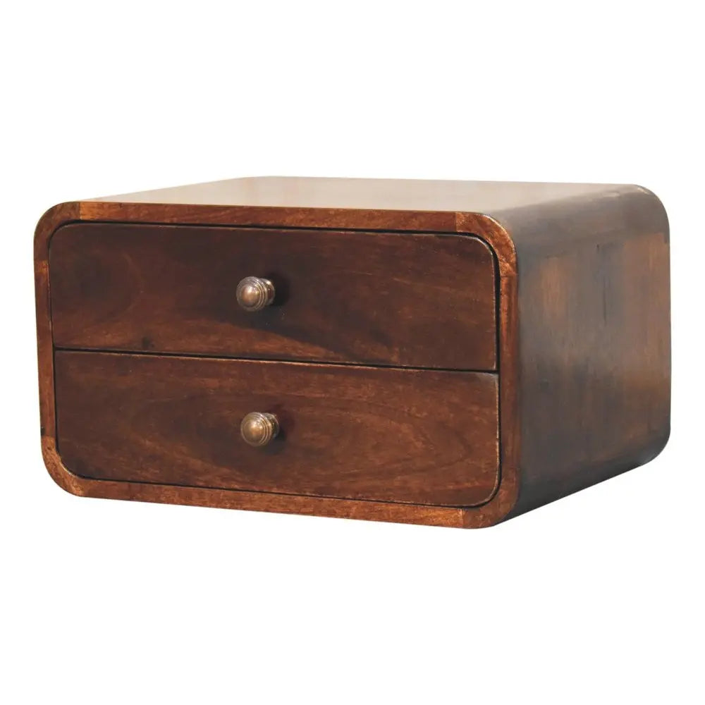 18" Brown Solid Wood Two Drawer Floating Nightstand HomeRoots