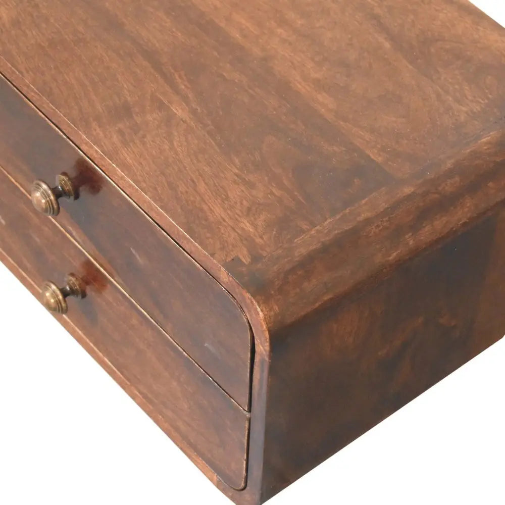 18" Brown Solid Wood Two Drawer Floating Nightstand HomeRoots