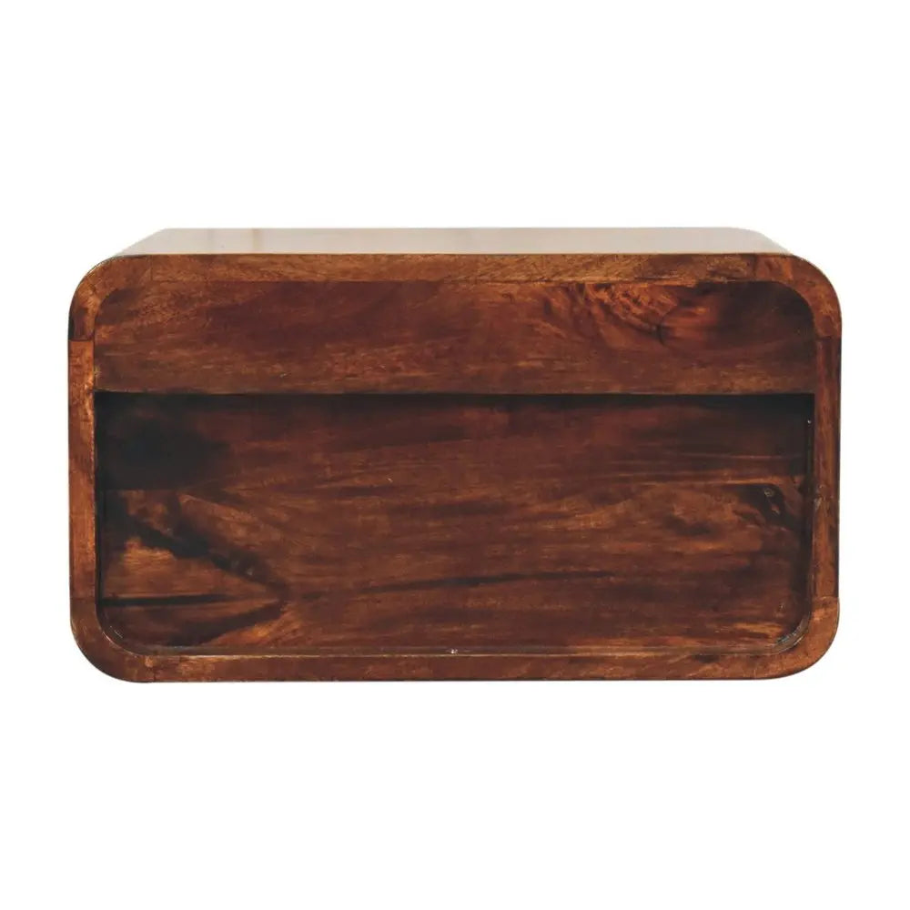 18" Brown Solid Wood Two Drawer Floating Nightstand HomeRoots