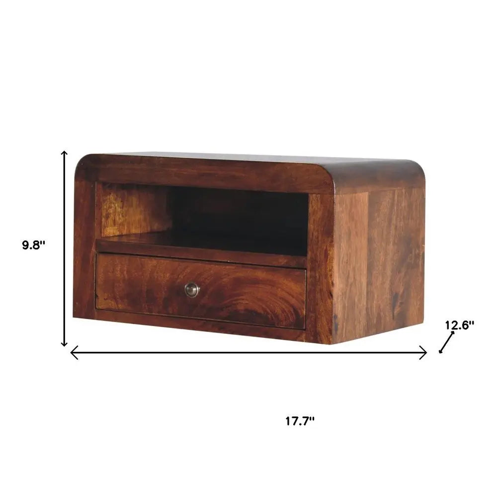 18" Chestnut Solid Wood One Drawer Floating Nightstand HomeRoots