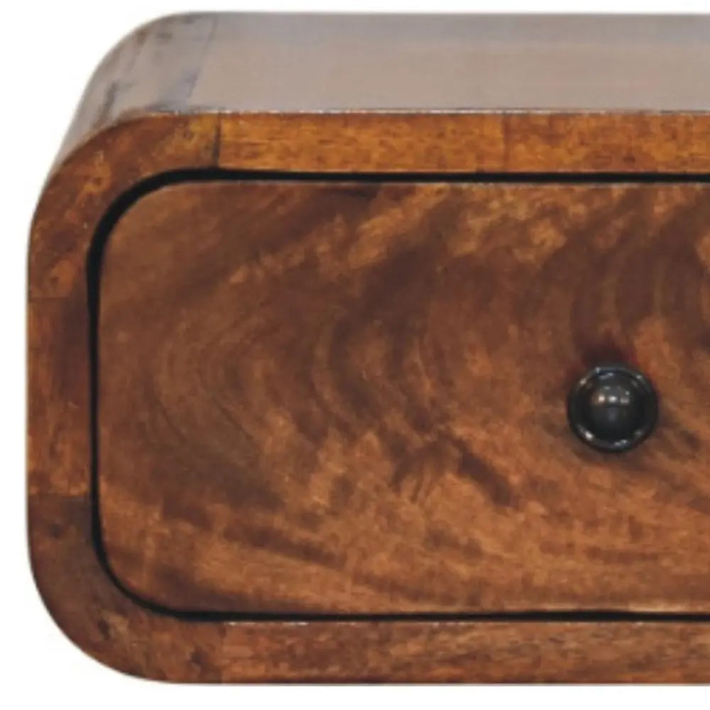 12" Chestnut Solid Wood One Drawer Floating Nightstand HomeRoots