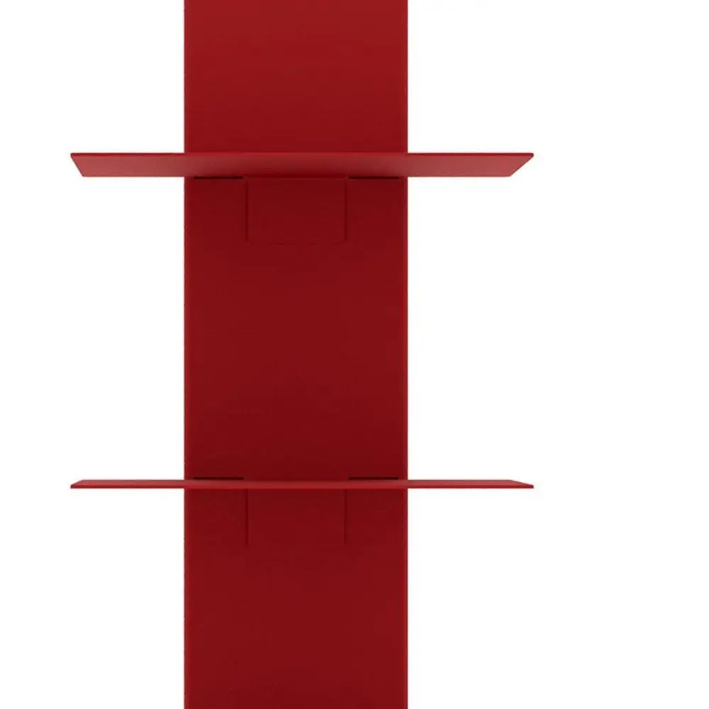 38" Red Metal Six Shelf Modern Tower Bookcase