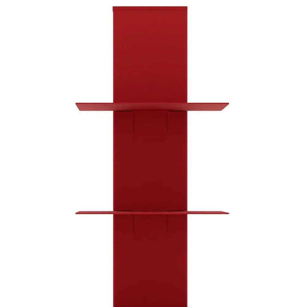 38" Red Metal Six Shelf Modern Tower Bookcase