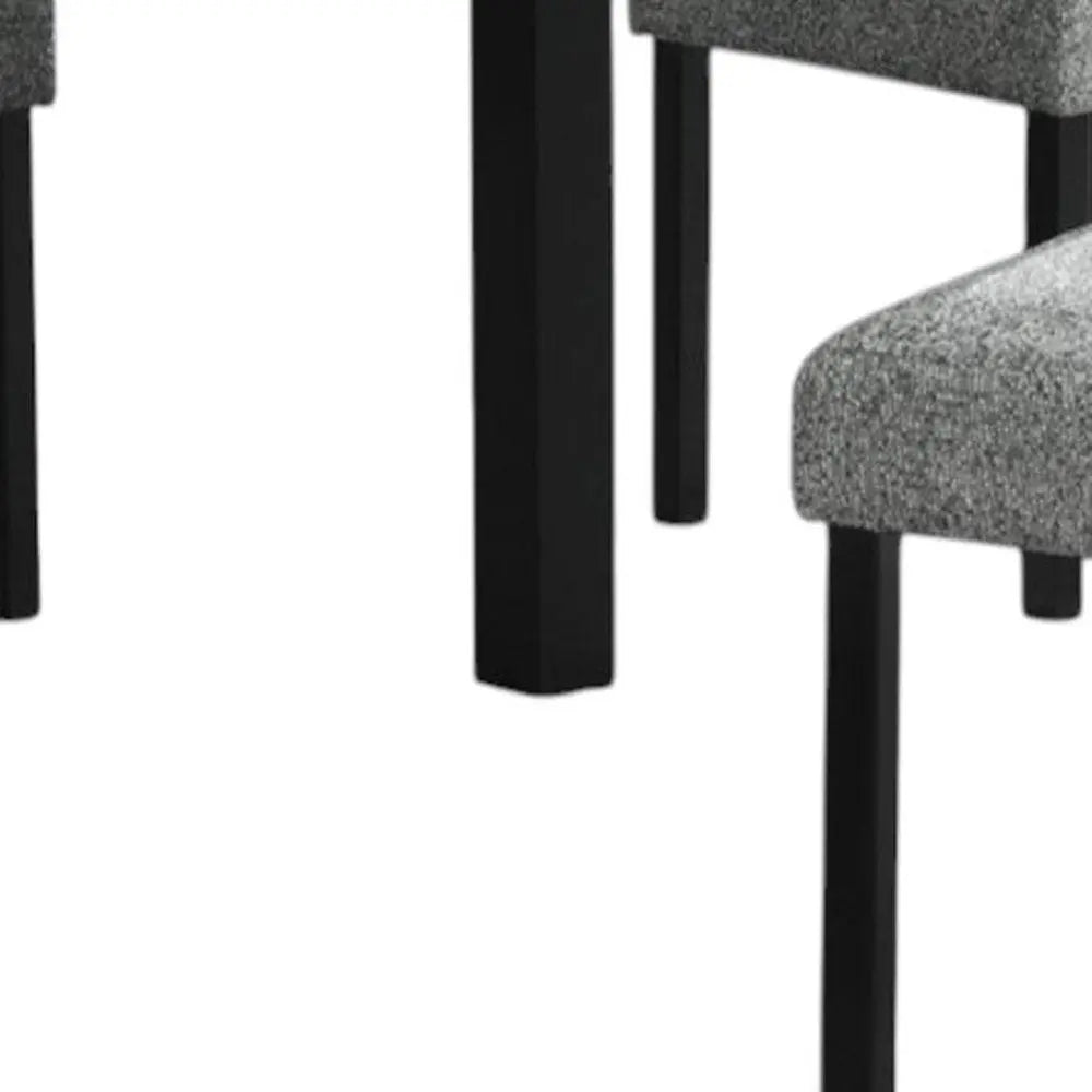 Five Piece White and Black Faux Marble Dining Set with Four Chairs HomeRoots