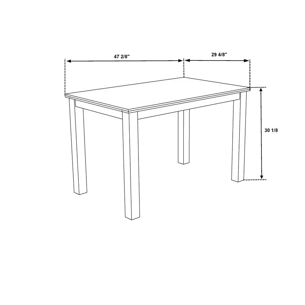 Five Piece White and Black Faux Marble Dining Set with Four Chairs HomeRoots