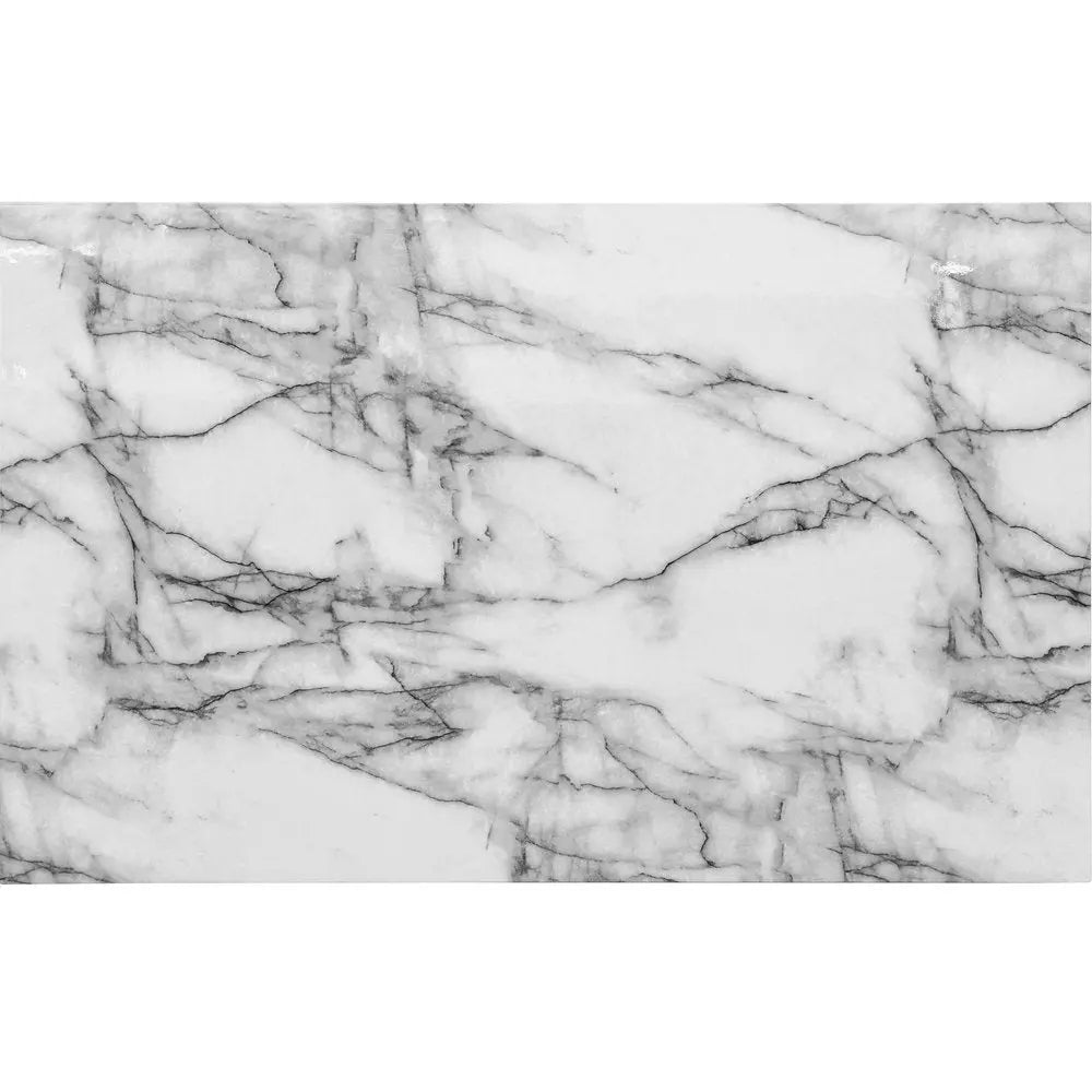 Five Piece White and Black Faux Marble Dining Set with Four Chairs HomeRoots