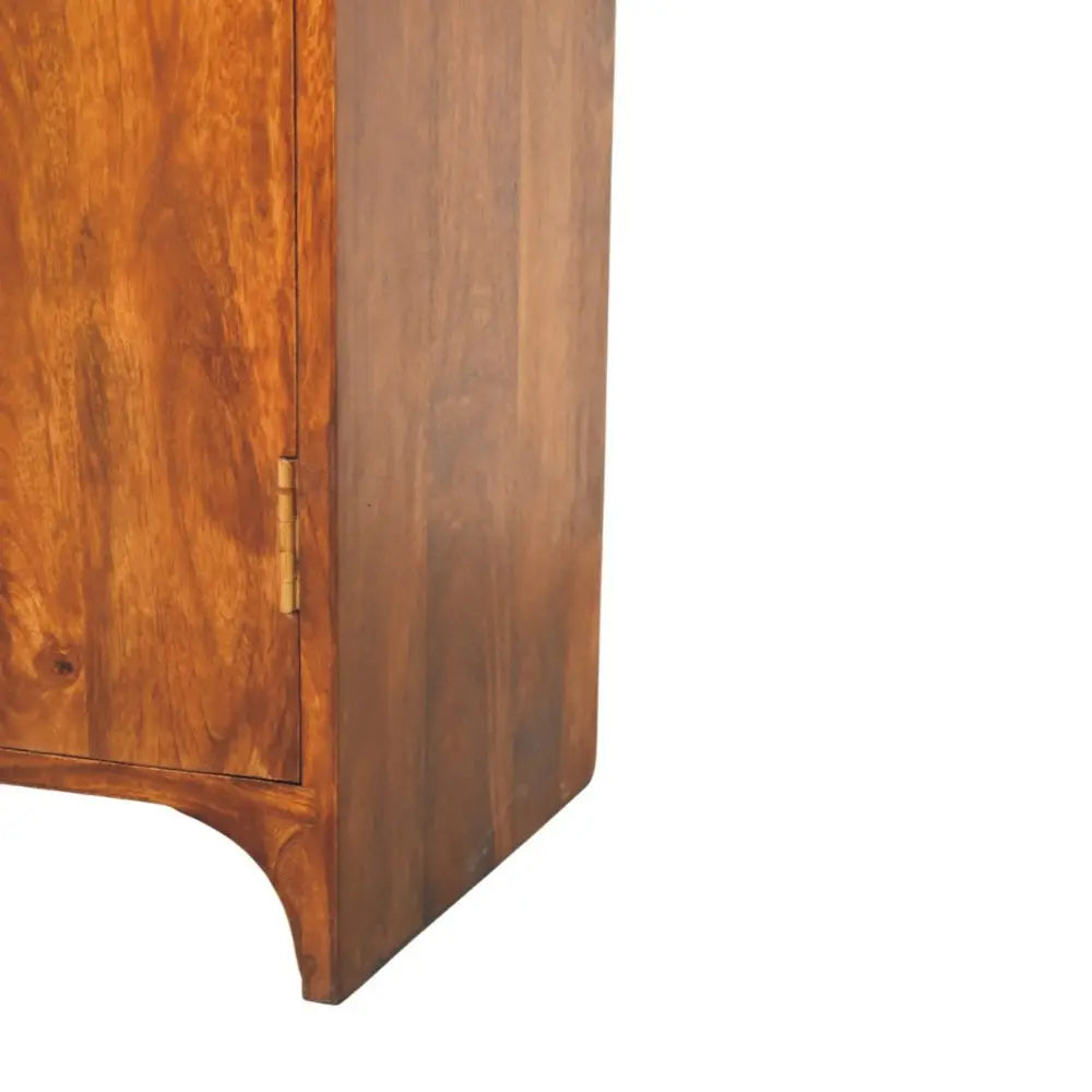 32" Chestnut Solid Wood Scallop Edge Accent Cabinet With Two Doors - NOVA HOME FURNITURE