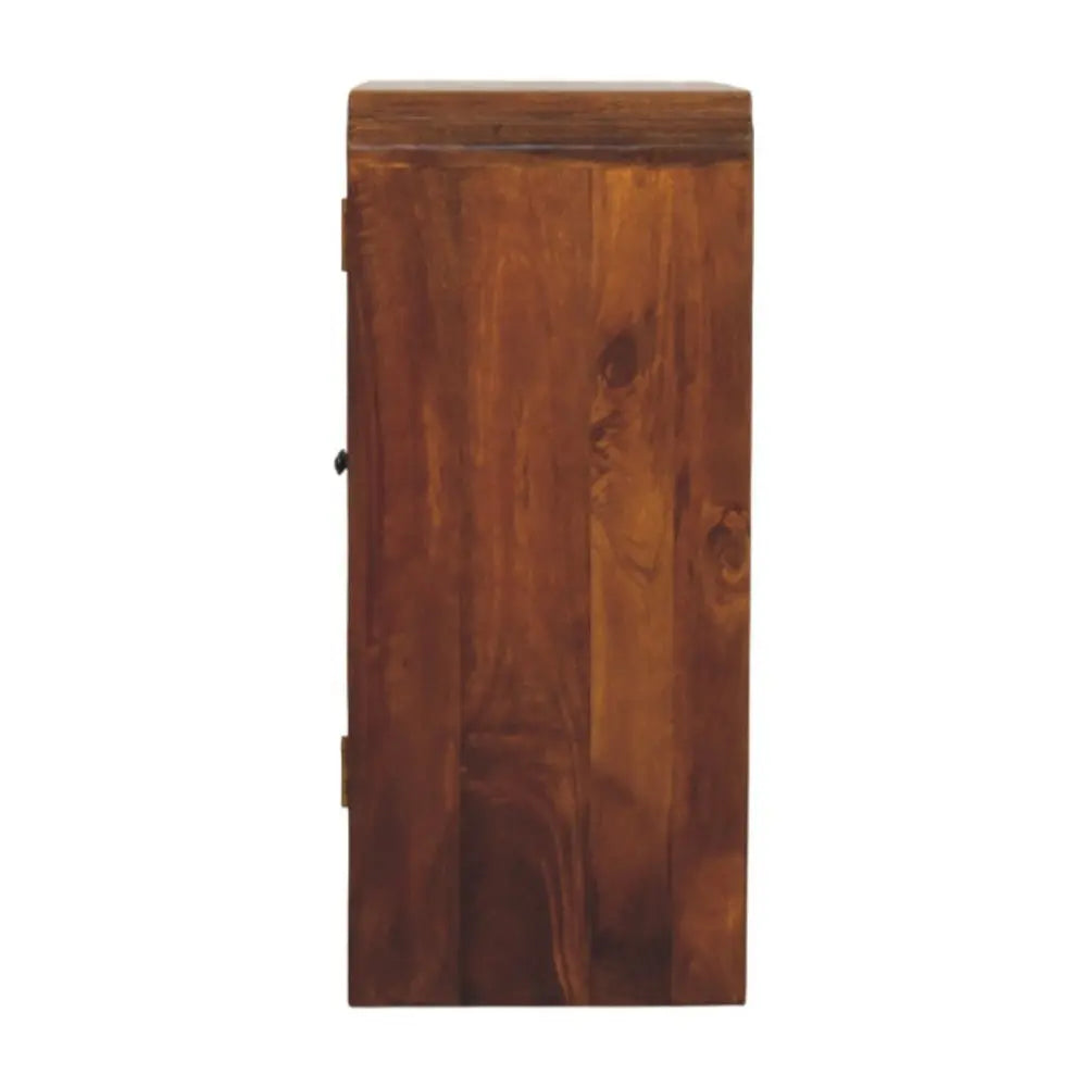 32" Chestnut Solid Wood Scallop Edge Accent Cabinet With Two Doors - NOVA HOME FURNITURE
