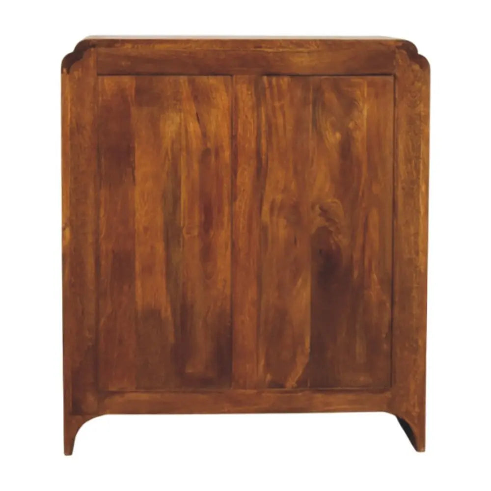 32" Chestnut Solid Wood Scallop Edge Accent Cabinet With Two Doors - NOVA HOME FURNITURE