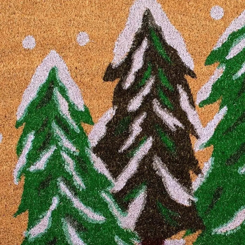 17" X 29" Natural and Green Coir Christmas Trees Outdoor Christmas Door Mat HomeRoots