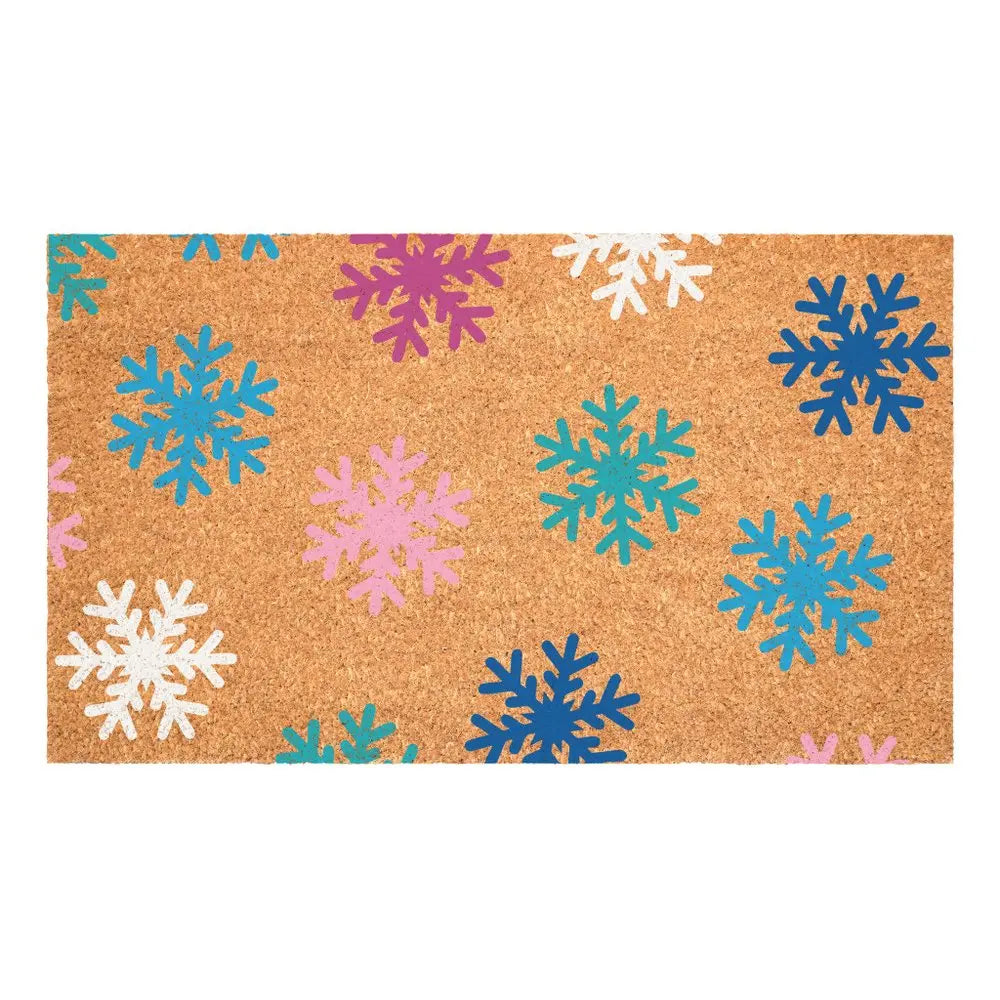 17" X 29" Brown And White Christmas Snowflake Outdoor Coir Door Mat HomeRoots