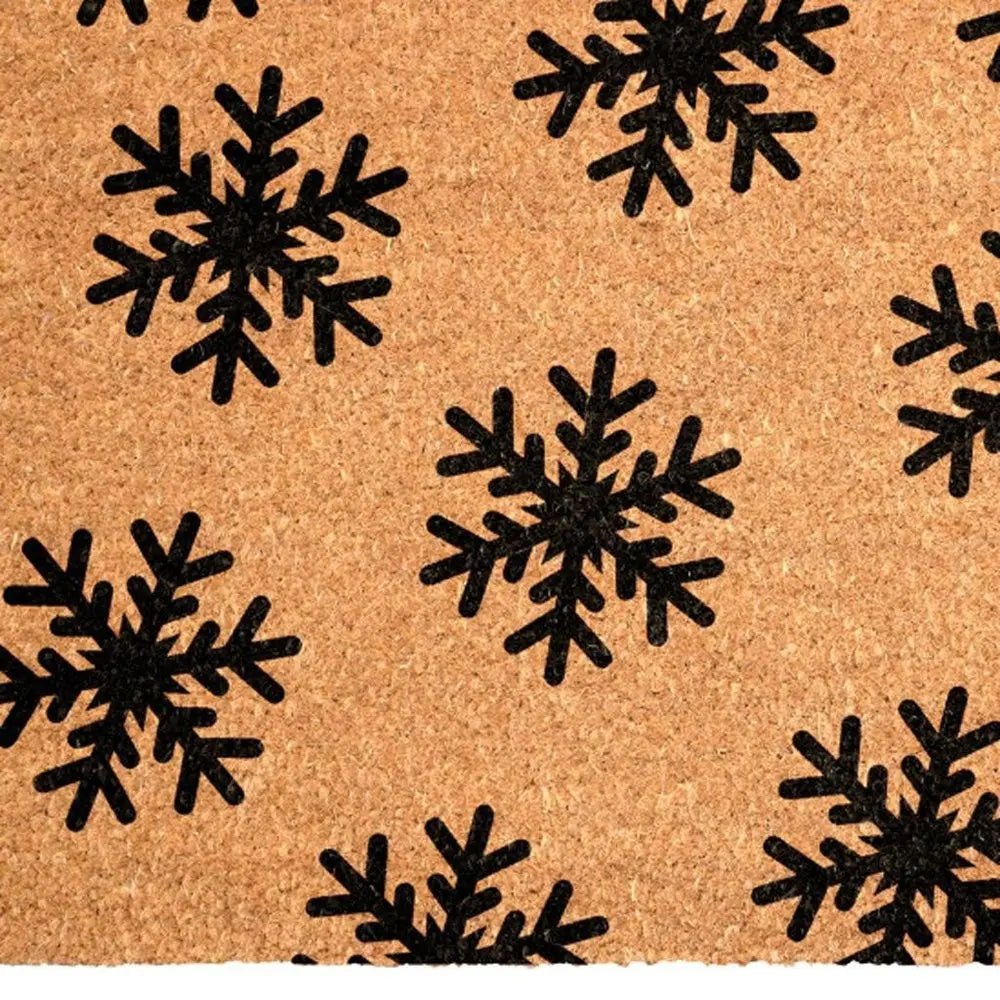 17" X 29" Brown And White Christmas Snowflake Outdoor Coir Door Mat HomeRoots