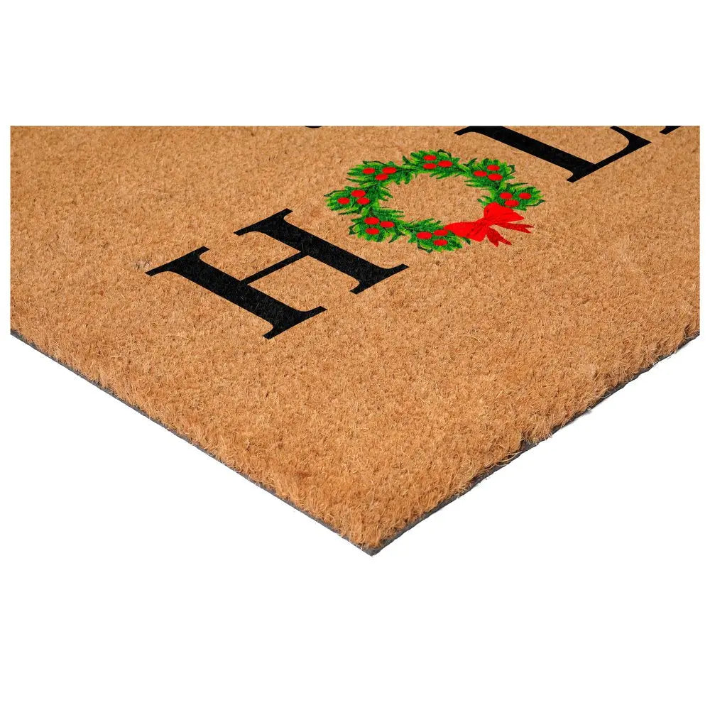 17" X 29" Brown Black And Green Christmas Happy Holidays Outdoor Coir Door Mat HomeRoots
