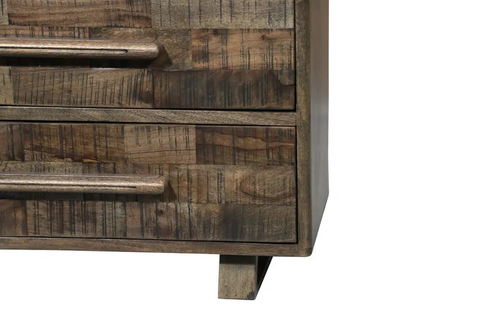 35" Brown Carved Geometric Solid Wood Five Drawer Dresser HomeRoots