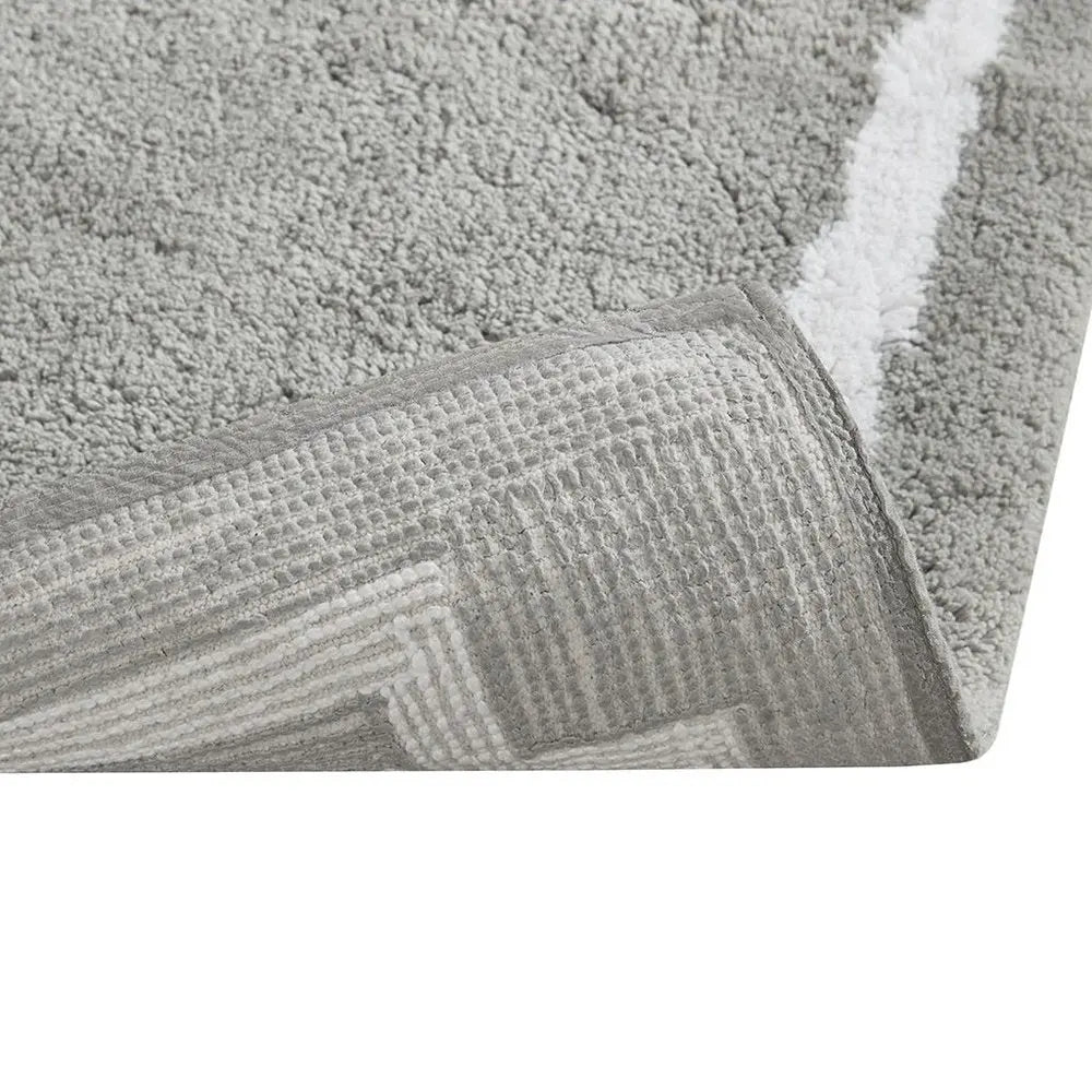 20" Gray And White Cotton Border Bath Rug HomeRoots