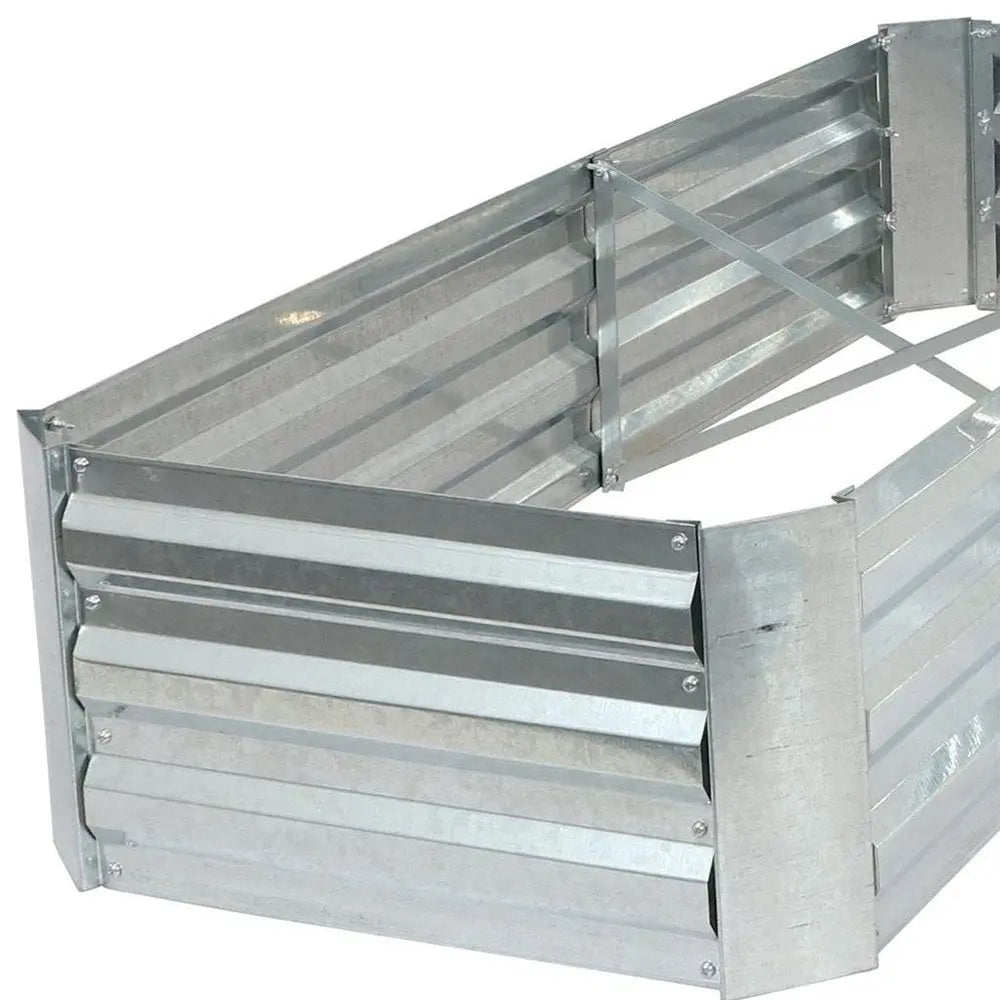 12" X 60" Silver Steel L Shape Raised Garden Bed HomeRoots