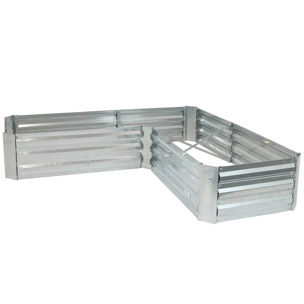 12" X 60" Silver Steel L Shape Raised Garden Bed HomeRoots