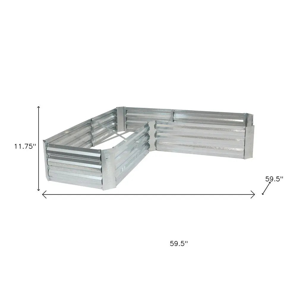 12" X 60" Silver Steel L Shape Raised Garden Bed HomeRoots