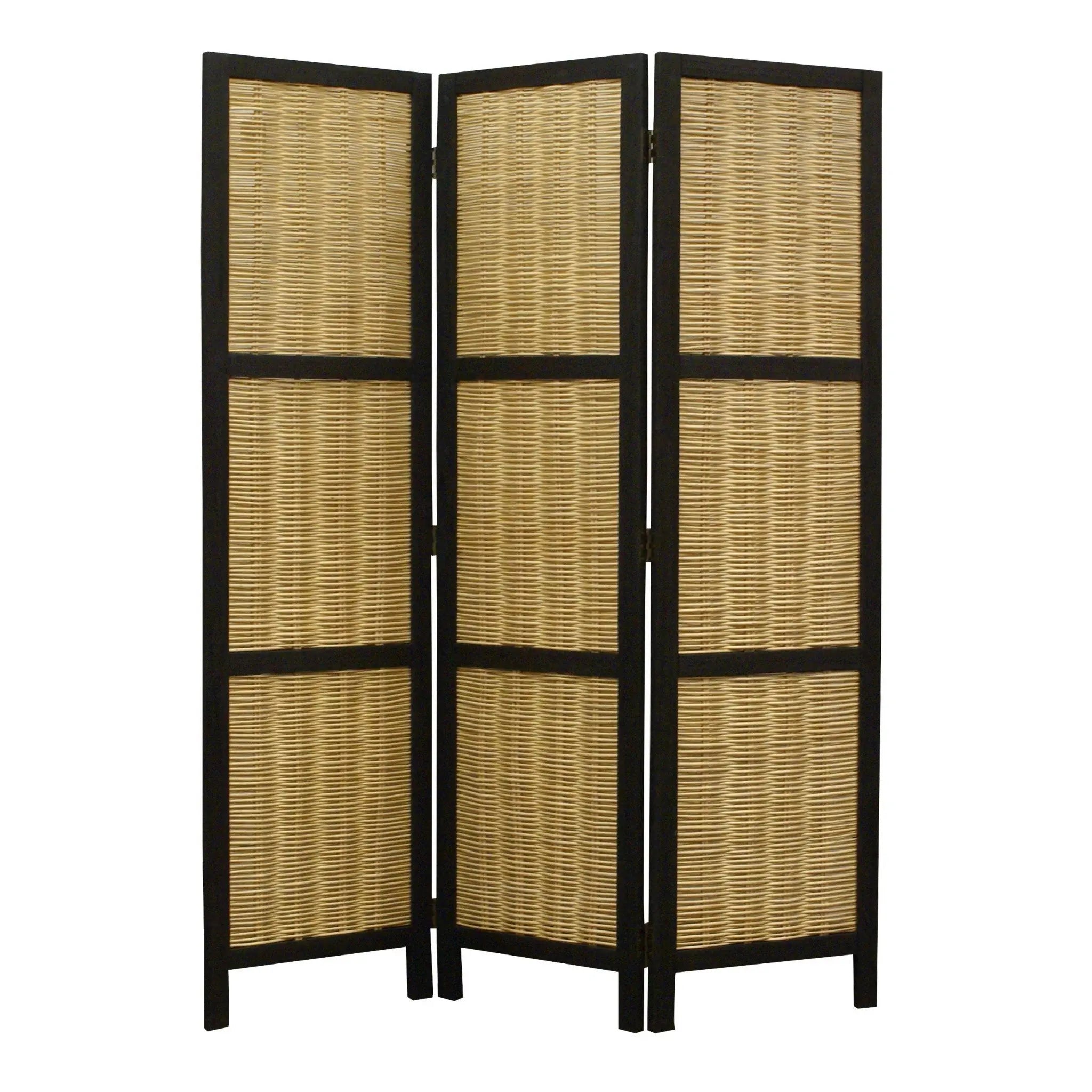 67" Brown Folding Three Panel Screen Room Divider - NOBLE HOME INTERIORS