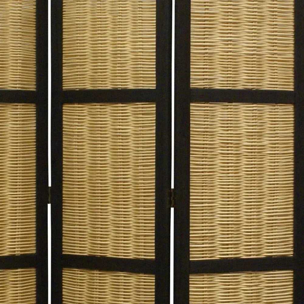 67" Brown Folding Three Panel Screen Room Divider - NOBLE HOME INTERIORS