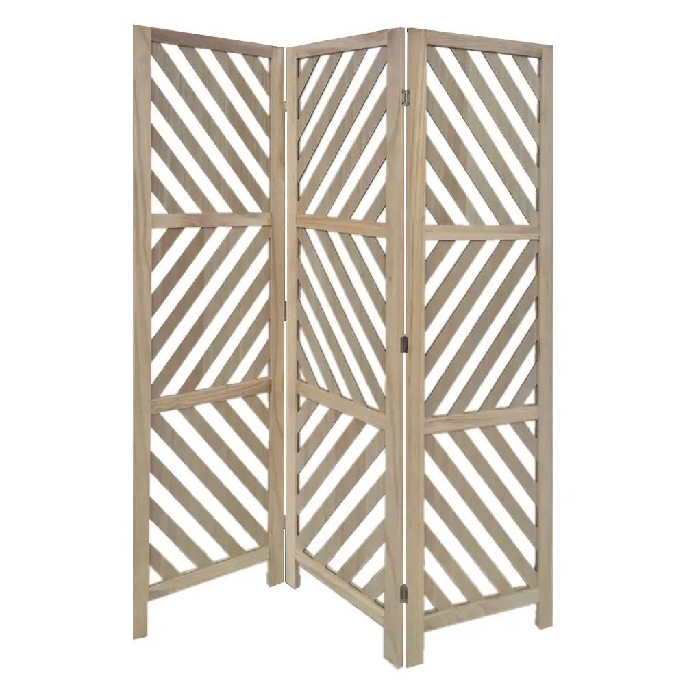 67" Brown Solid WoodFolding Three Panel Screen Room Divider - NOBLE HOME INTERIORS