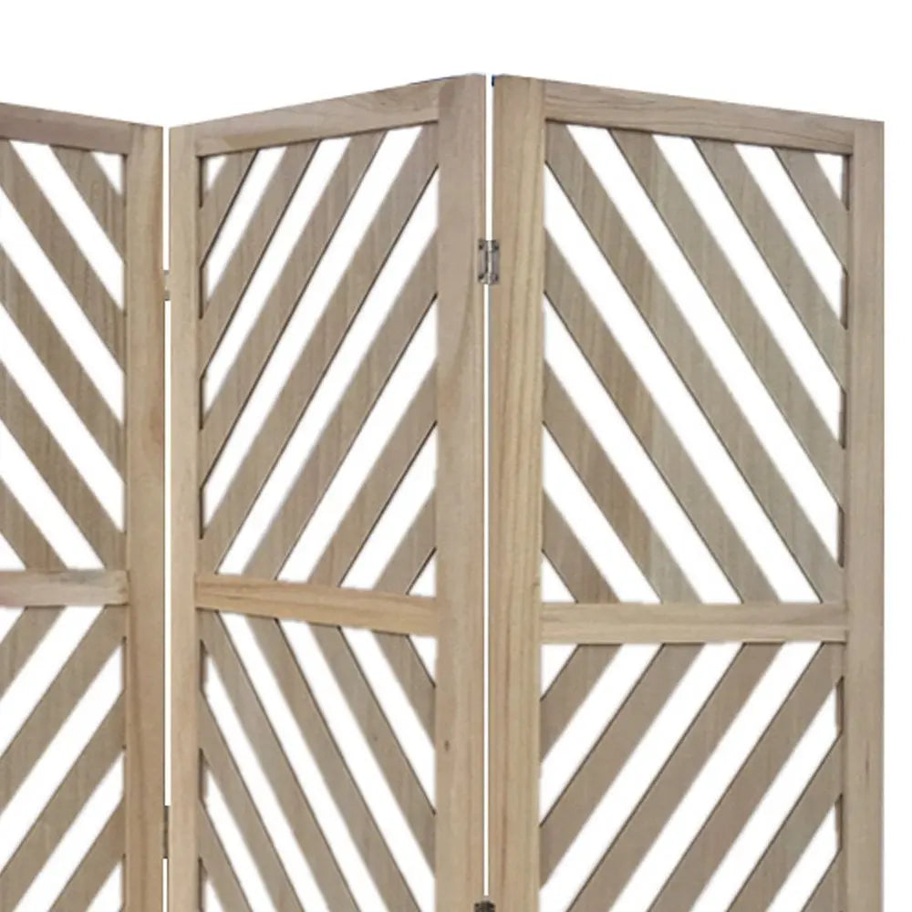 67" Brown Solid WoodFolding Three Panel Screen Room Divider - NOBLE HOME INTERIORS