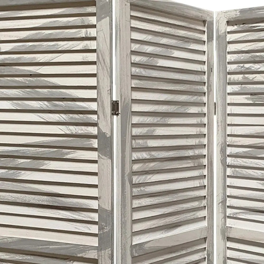 67" Gray Folding Three Panel Screen Room Divider - NOBLE HOME INTERIORS