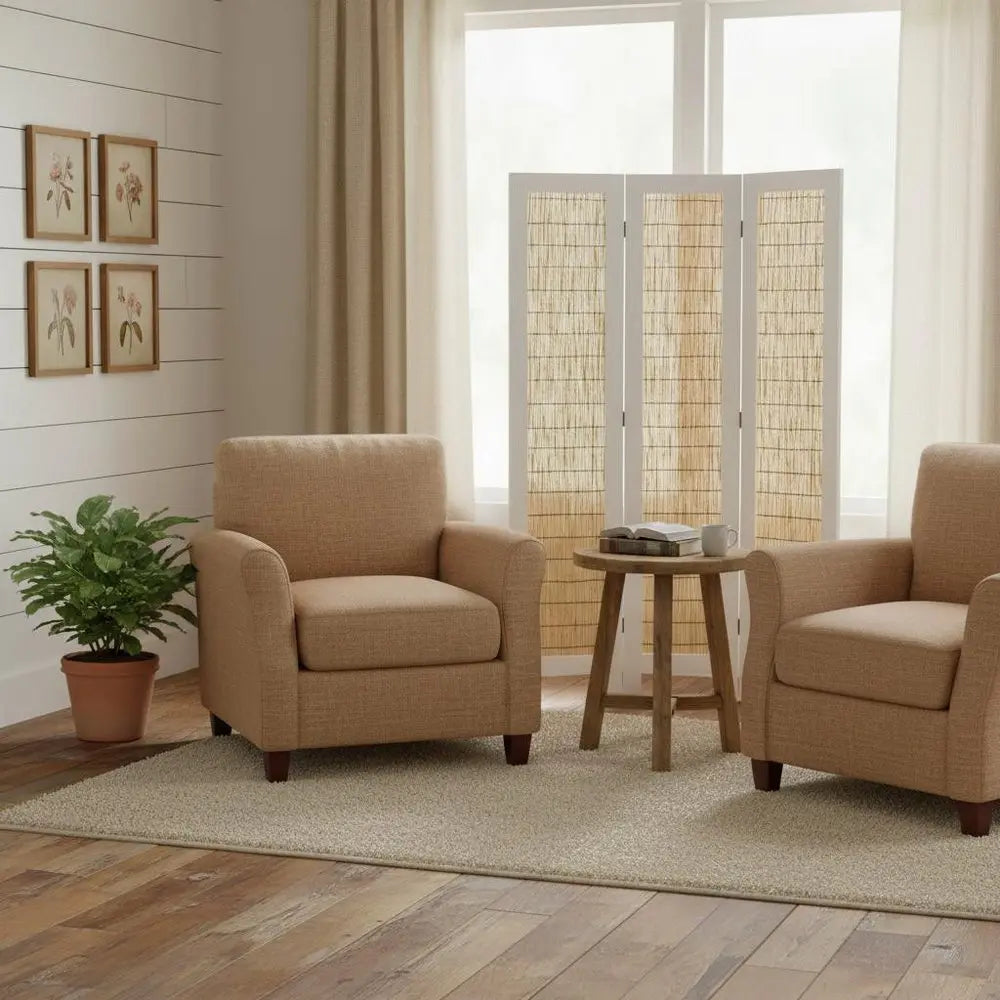 67" White and Natural Manufactured Wood Folding Three Panel Screen Room Divider - NOBLE HOME INTERIORS