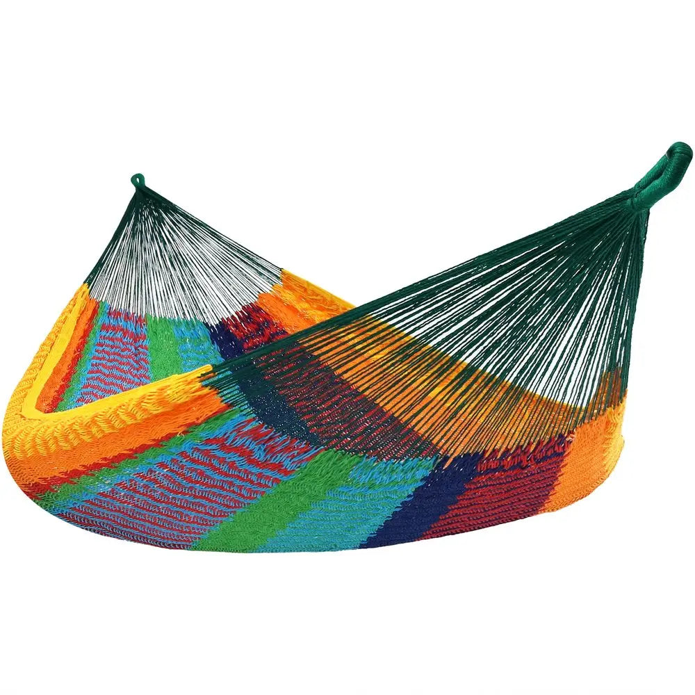 Green Red And Yellow Striped Double Hammock HomeRoots