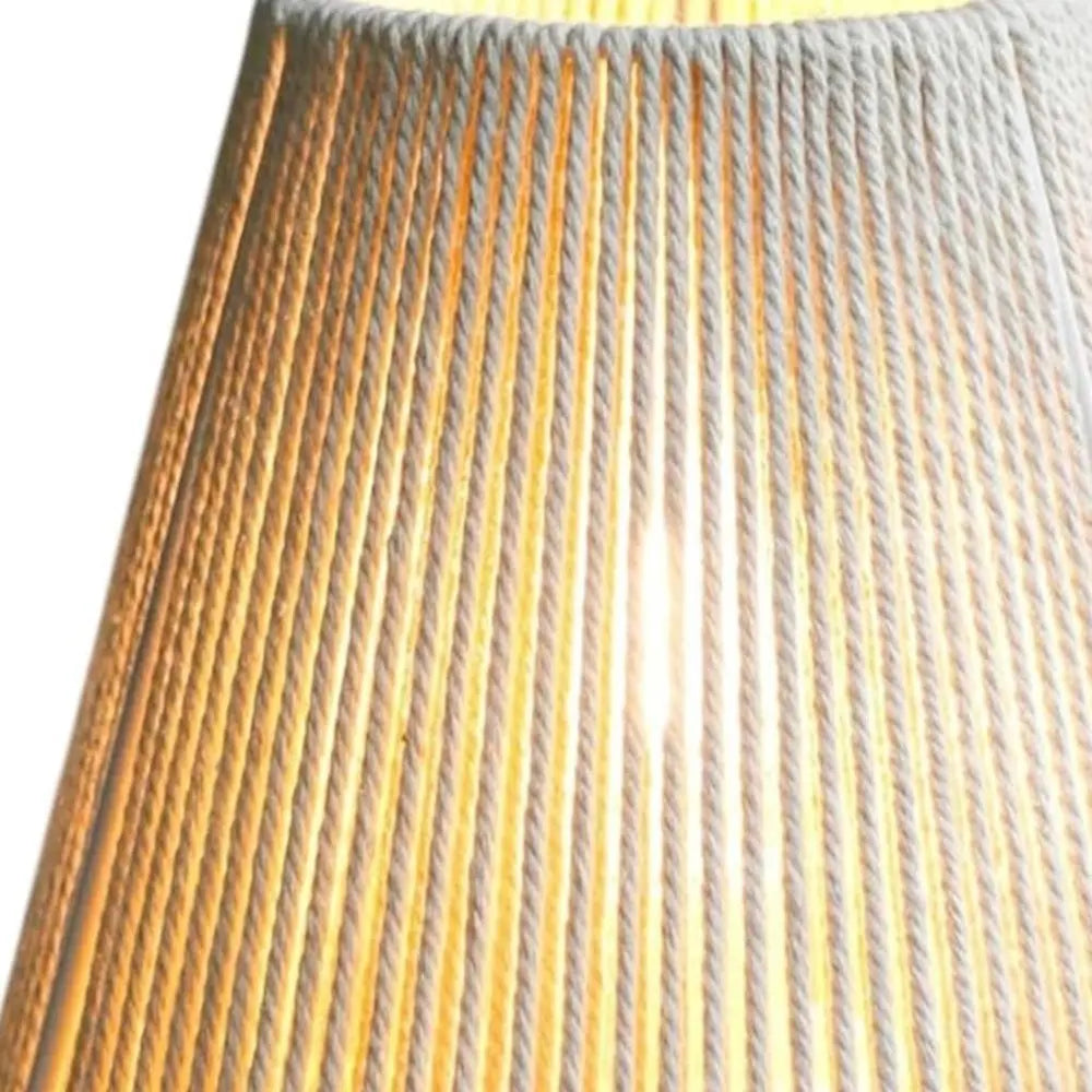 7" Beige Battery Operated Geometric String Shade Desk Lamp HomeRoots