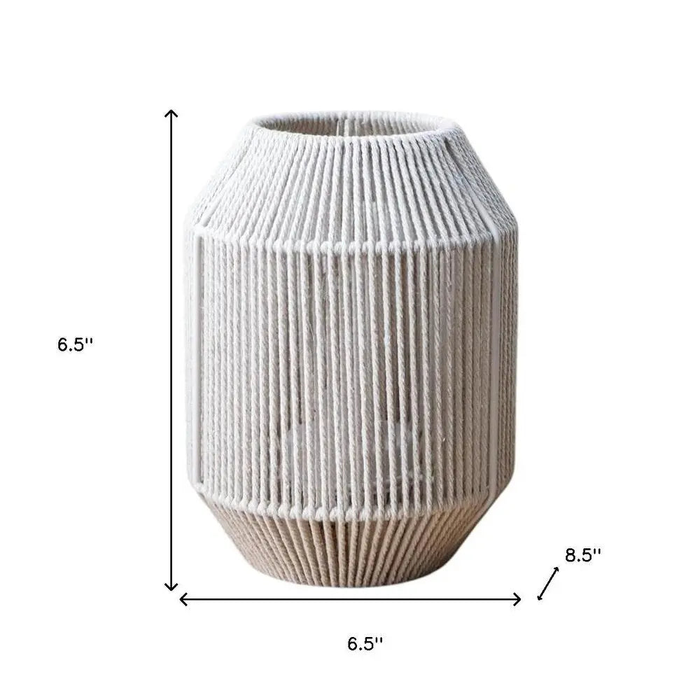 7" Beige Battery Operated Geometric Desk Lamp With Novelty Shade HomeRoots