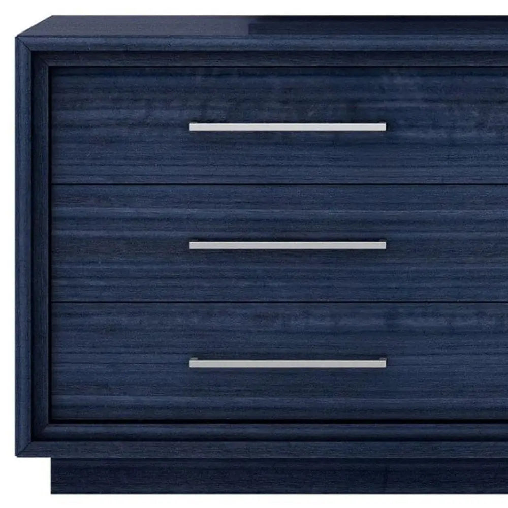 68" Blue Wood Six Drawer Double Dresser - NOBLE HOME INTERIORS