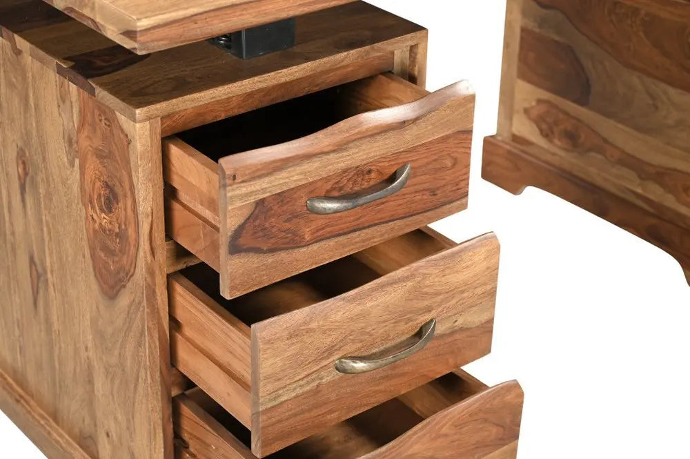 68" Brown Live Edge Solid Wood Writing Desk With Four Drawers - NOBLE HOME INTERIORS