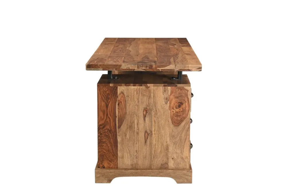 68" Brown Live Edge Solid Wood Writing Desk With Four Drawers - NOBLE HOME INTERIORS