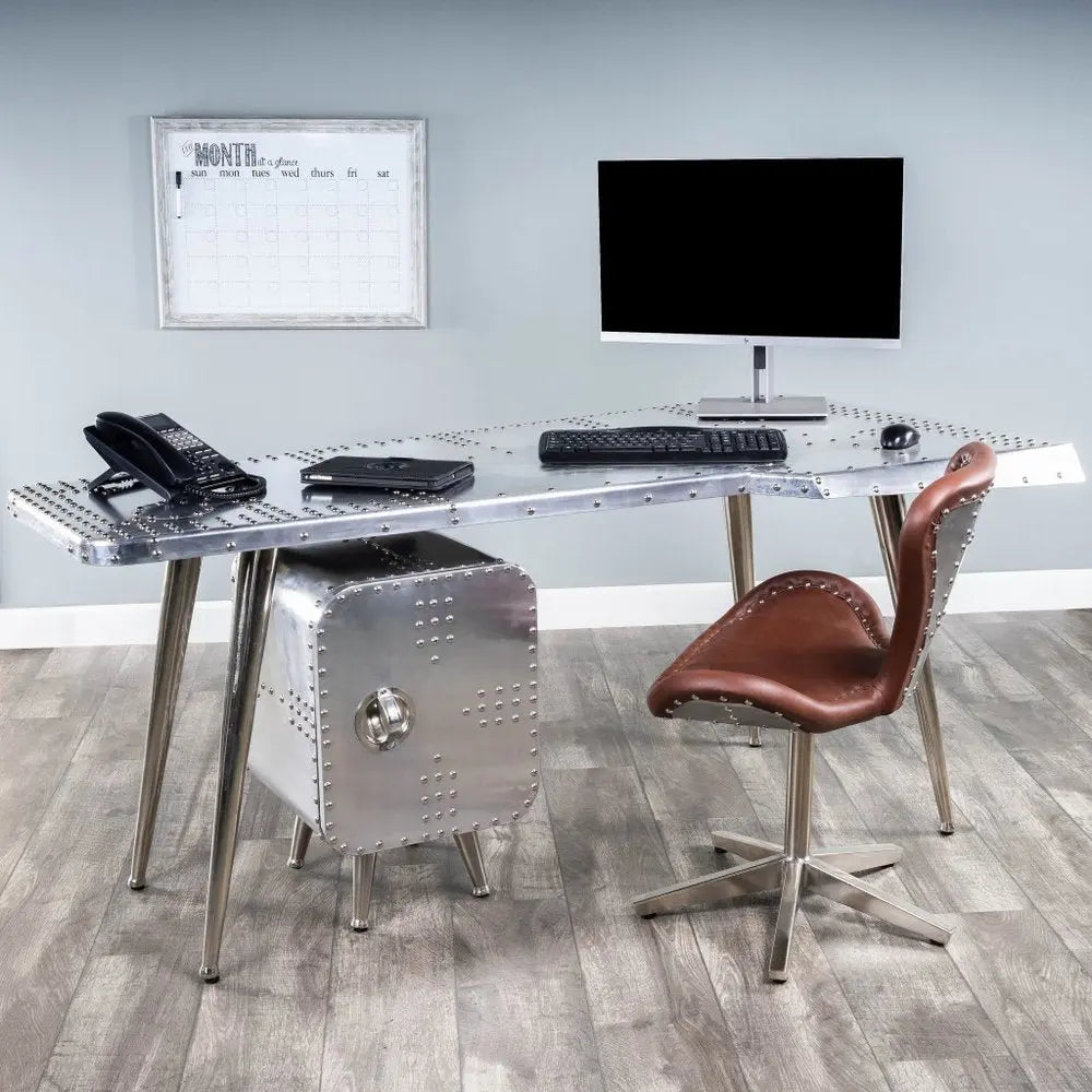 68" Silver Metal Writing Desk - NOBLE HOME INTERIORS
