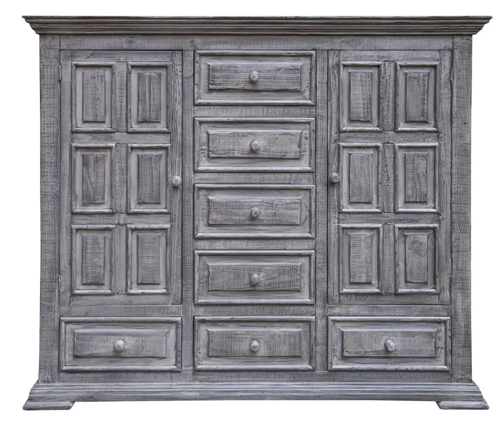 69" Gray Solid Wood Six Drawer Triple Dresser - NOBLE HOME INTERIORS