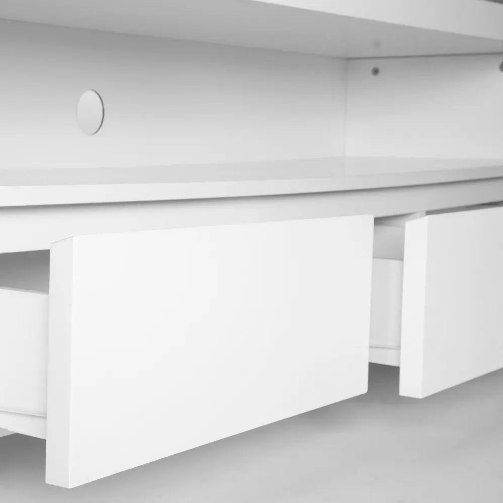 59" White Enclosed and Open Storage TV Stand HomeRoots