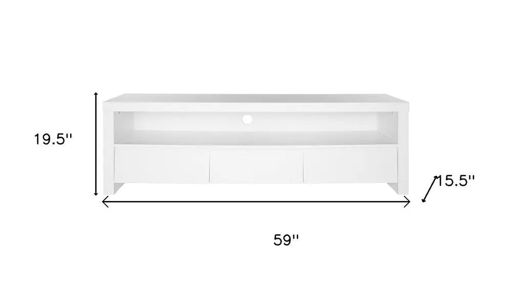 59" White Enclosed and Open Storage TV Stand HomeRoots