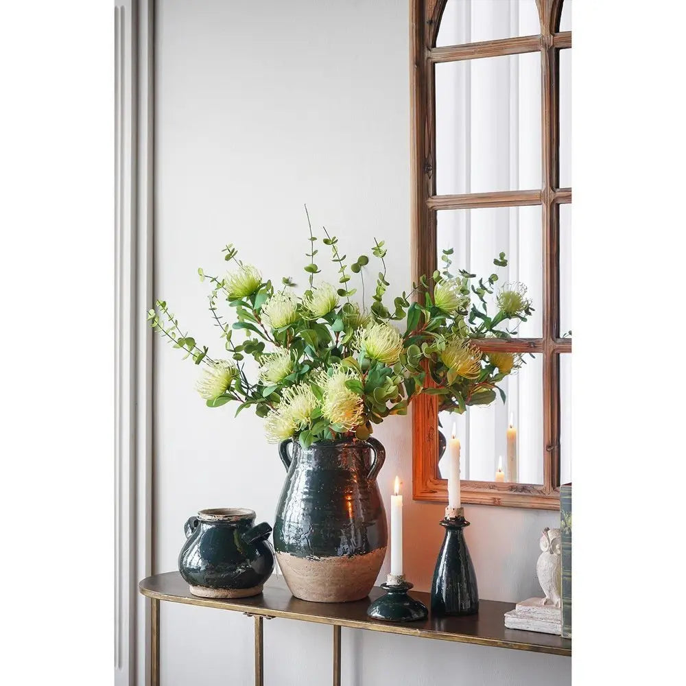 7" Beige and Black Round Terracotta Jug Vase With Does Not Apply - NOBLE HOME INTERIORS